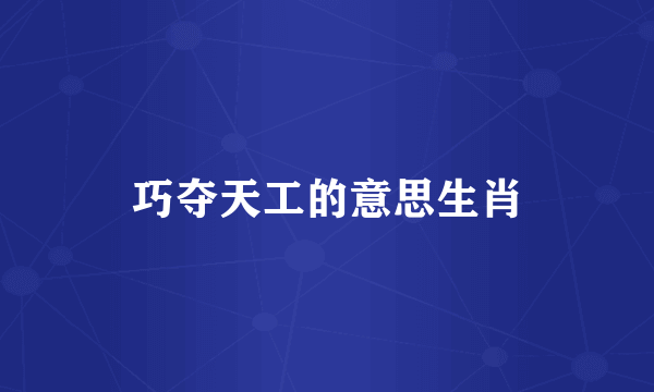 巧夺天工的意思生肖