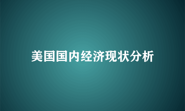 美国国内经济现状分析