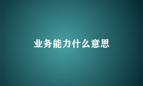 业务能力什么意思
