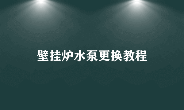 壁挂炉水泵更换教程