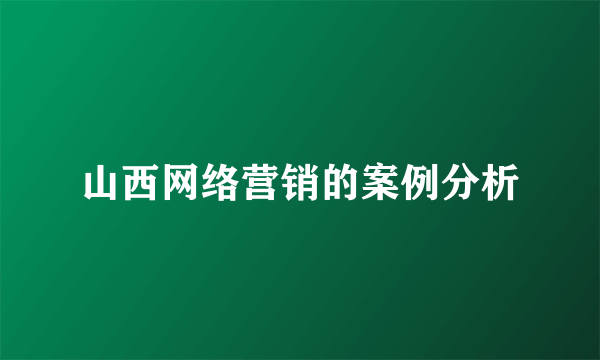 山西网络营销的案例分析