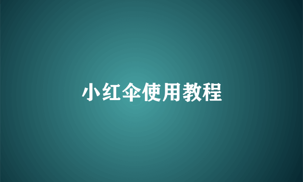 小红伞使用教程