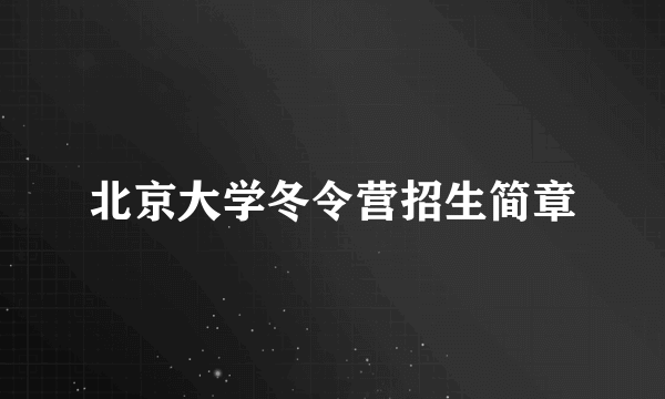 北京大学冬令营招生简章