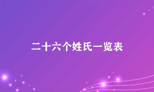 二十六个姓氏一览表