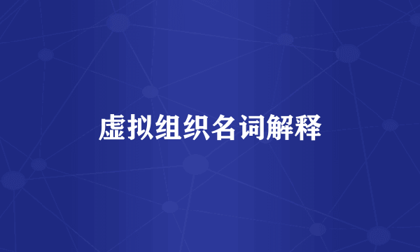 虚拟组织名词解释