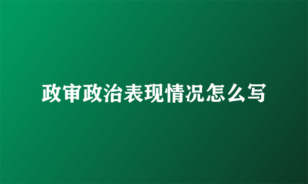 政审政治表现情况怎么写