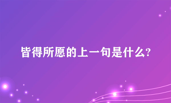 皆得所愿的上一句是什么?
