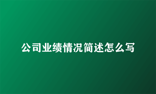 公司业绩情况简述怎么写