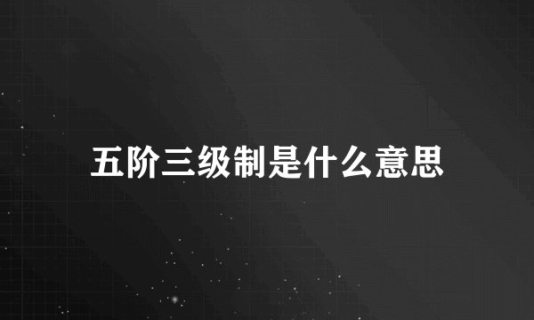 五阶三级制是什么意思