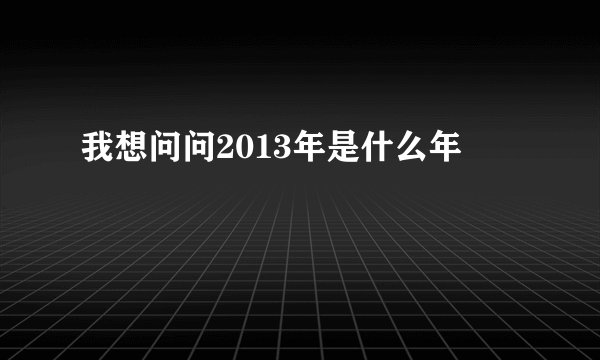 我想问问2013年是什么年