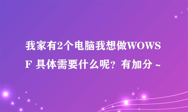 我家有2个电脑我想做WOWSF 具体需要什么呢？有加分～
