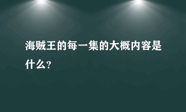 海贼王的每一集的大概内容是什么？