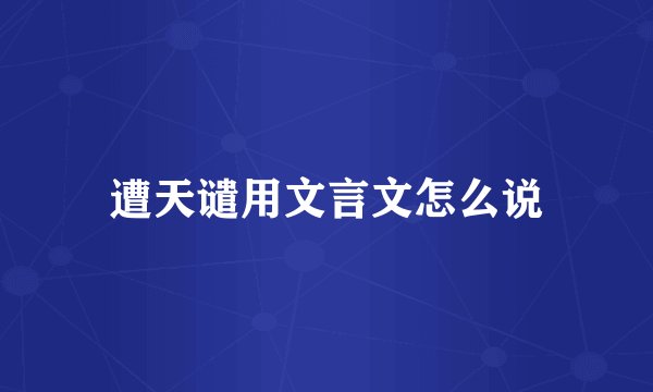 遭天谴用文言文怎么说