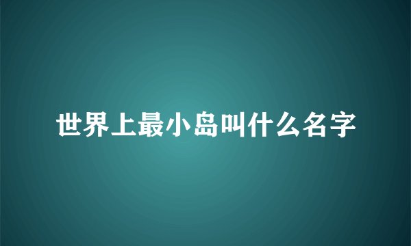 世界上最小岛叫什么名字