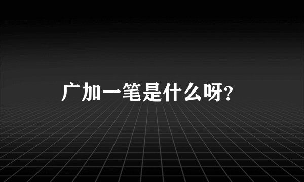 广加一笔是什么呀？