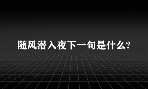 随风潜入夜下一句是什么?