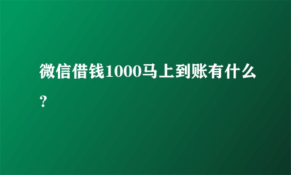 微信借钱1000马上到账有什么？