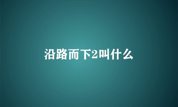 沿路而下2叫什么