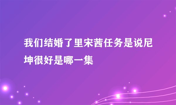 我们结婚了里宋茜任务是说尼坤很好是哪一集