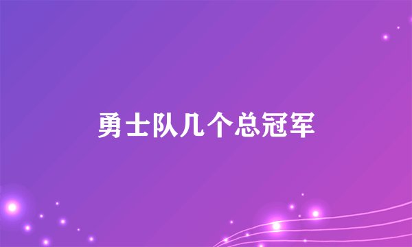 勇士队几个总冠军