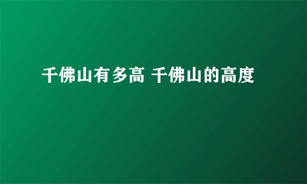 千佛山有多高 千佛山的高度