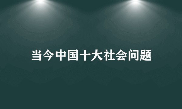 当今中国十大社会问题