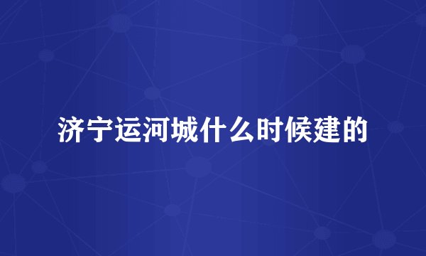 济宁运河城什么时候建的