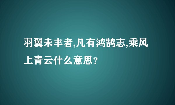 羽翼未丰者,凡有鸿鹄志,乘风上青云什么意思？