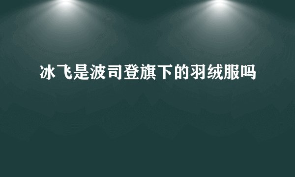 冰飞是波司登旗下的羽绒服吗