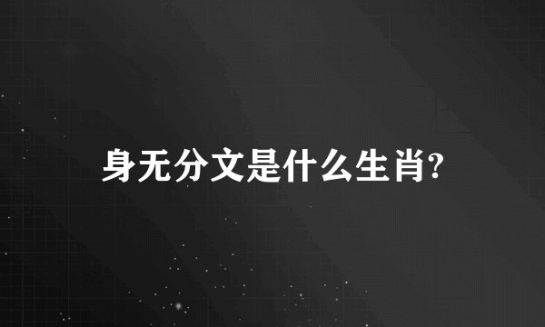身无分文是什么生肖?