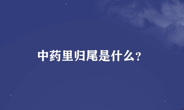中药里归尾是什么？
