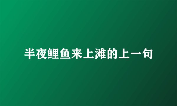 半夜鲤鱼来上滩的上一句