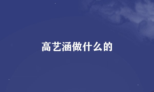 高艺涵做什么的