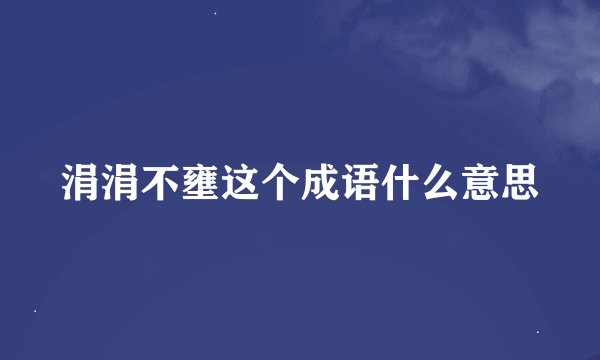 涓涓不壅这个成语什么意思
