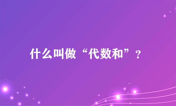 什么叫做“代数和”？
