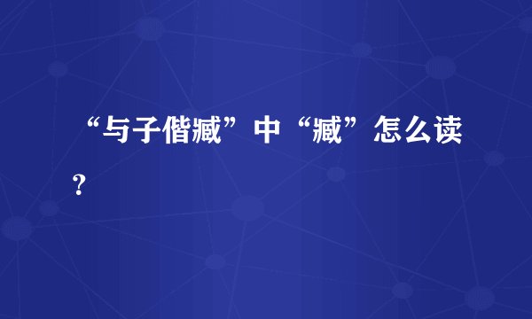 “与子偕臧”中“臧”怎么读？