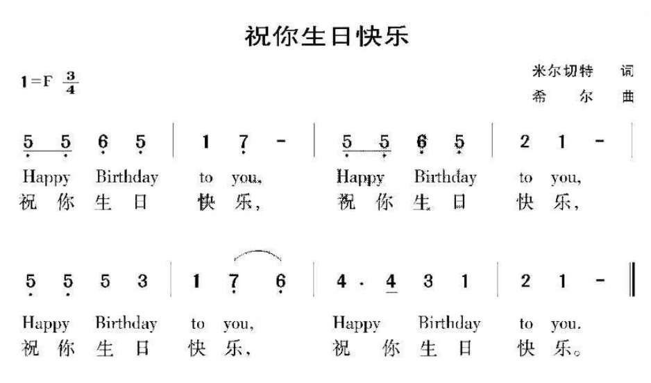 生日快乐的简谱是什么？