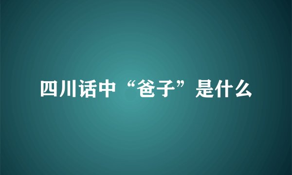 四川话中“爸子”是什么