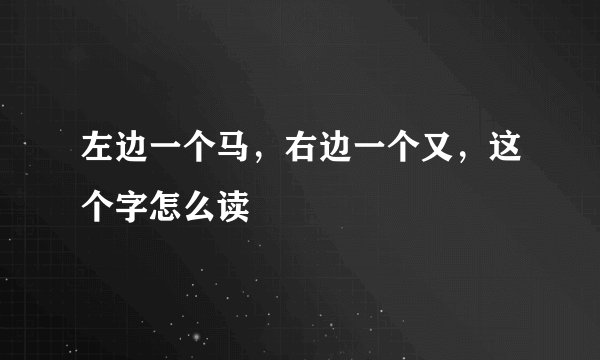 左边一个马，右边一个又，这个字怎么读