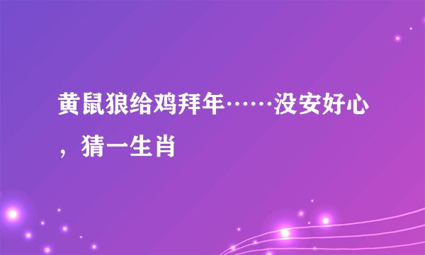 黄鼠狼给鸡拜年……没安好心，猜一生肖