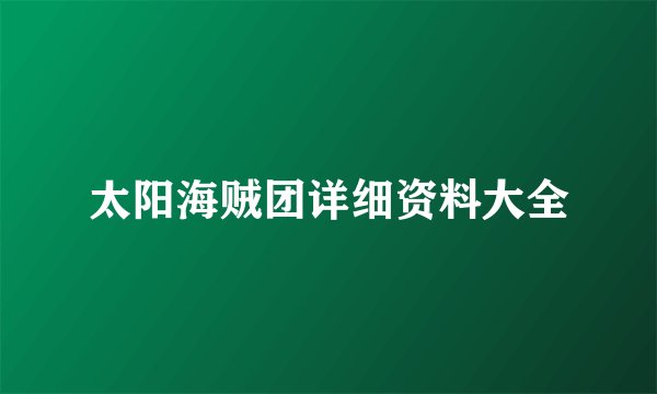 太阳海贼团详细资料大全
