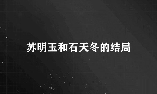 苏明玉和石天冬的结局