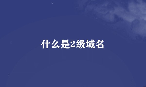 什么是2级域名