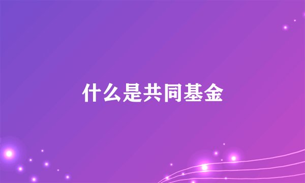 什么是共同基金