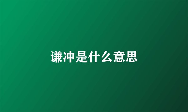 谦冲是什么意思