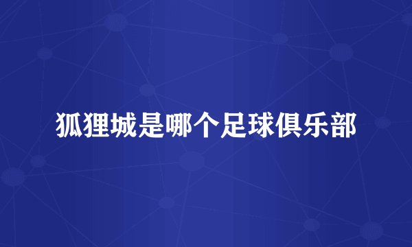 狐狸城是哪个足球俱乐部