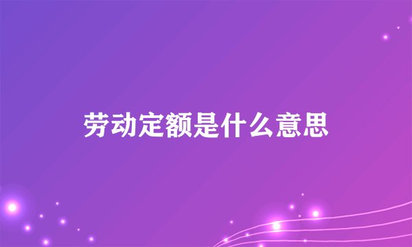 劳动定额是什么意思