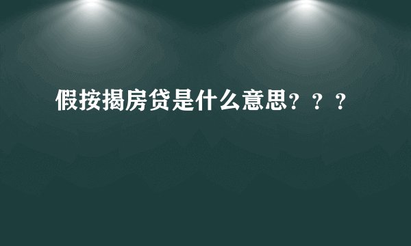 假按揭房贷是什么意思？？？