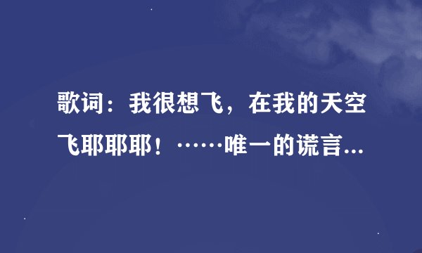 歌词：我很想飞，在我的天空飞耶耶耶！……唯一的谎言，记录的语言……大概就是这样的歌词