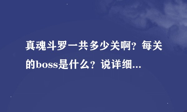 真魂斗罗一共多少关啊？每关的boss是什么？说详细。本人很爱PS2。但是还没资本买。本人一定感激。